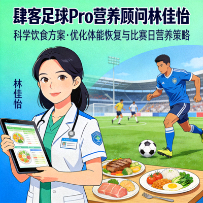 肆客足球Pro营养顾问林佳怡，专为足球运动员设计科学饮食方案，优化体能恢复与比赛日营养策略